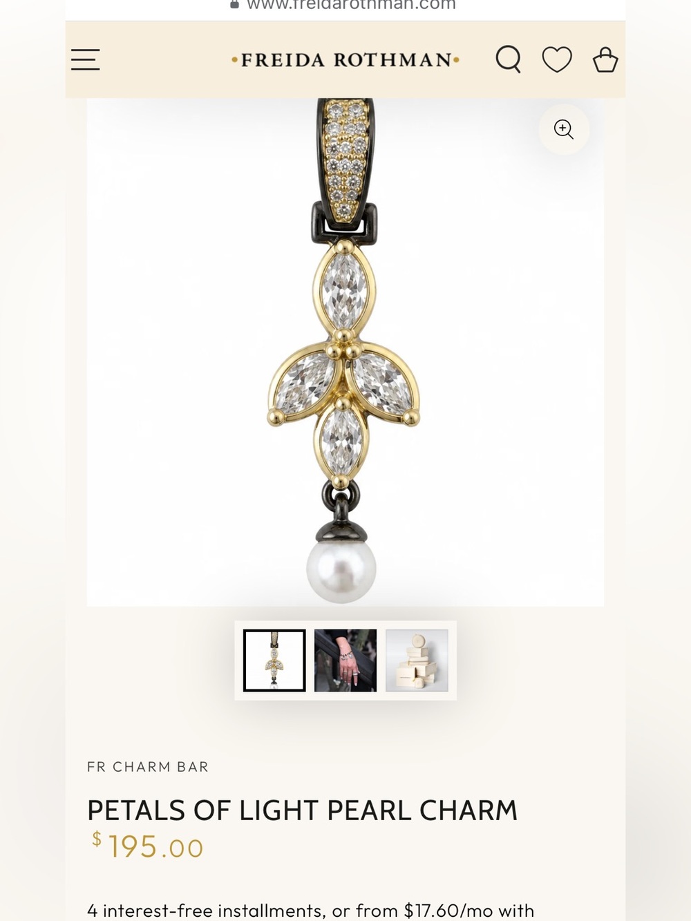 Freida Rothman Petal of Light Pearl Charm - Picture 9 of 11